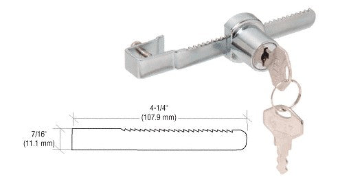 WRS Chrome Sliding Glass Door Lock - Keyed Alike