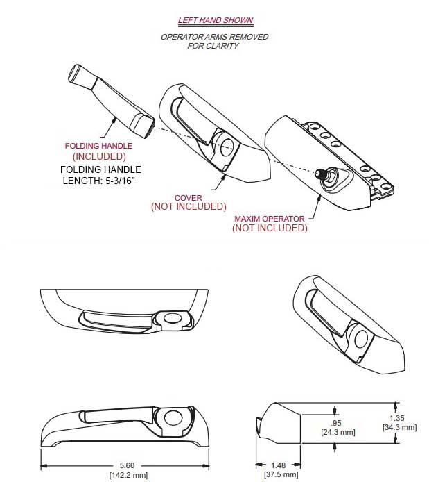 WRS Truth Hardware Folding Handle - Bronze, Beige or White