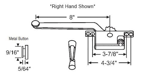 WRS 8" Face Mounted Left Hand Casement Operator and Handle Set - White