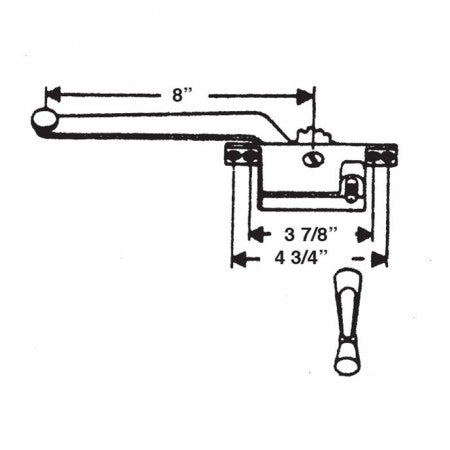 WRS Right Hand Single Arm 8" Casement Operator and Handle Set  -  Aluminum