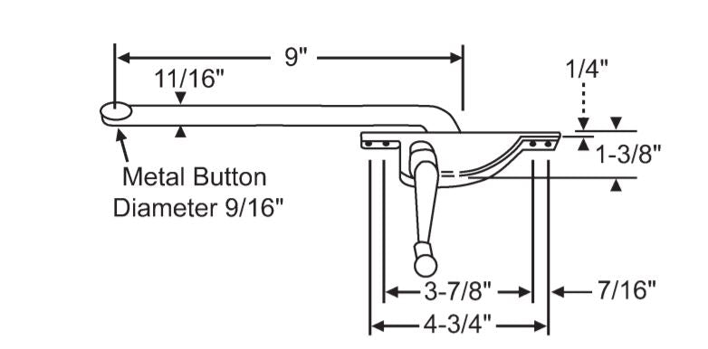 WRS Left Hand 9" Single Arm Operator with Handle, Face Mount - Aluminum