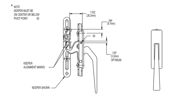 023-09-32 Truth Hardware Die Cast Non Handed Casement Locking Handle Diagram