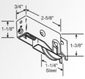 WRS 2-5/8" Patio Door Roller - Steel Wheel