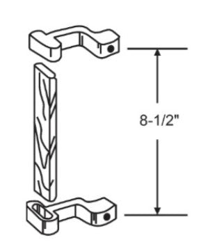 WRS Patio Door Handle with Brackets - Wood