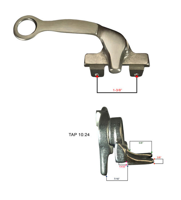 WRS Left Hand Angle-Base Cam Handle with Pole Hook Hole - White Bronze