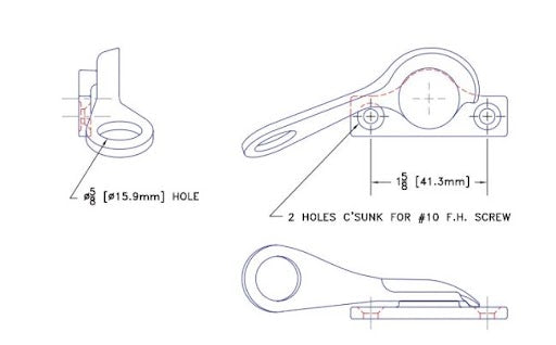 WRS Left Hand Pole Operated Sweep Lock  -  White Bronze