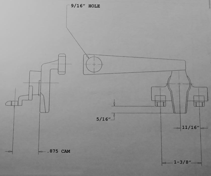 WRS White Bronze Right or Left Hand Pole Operated Cam Handle - 9/16" Pole Hole Diameter