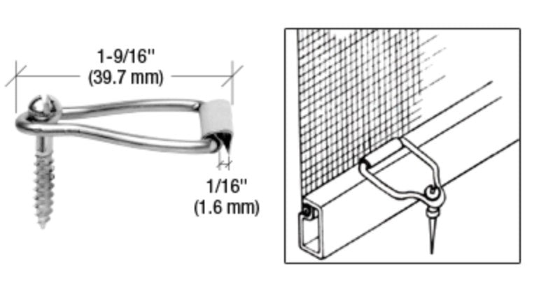 WRS 1-9/16" Screen Latch Loop with Screw - Mill Finish