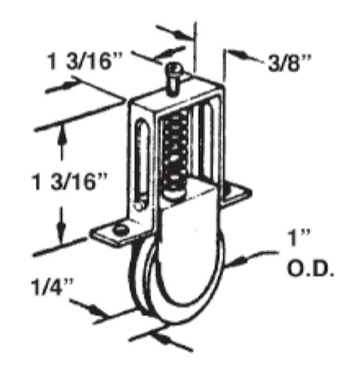 WRS Sliding Screen Door Roller Assembly - 1" Nylon Wheel