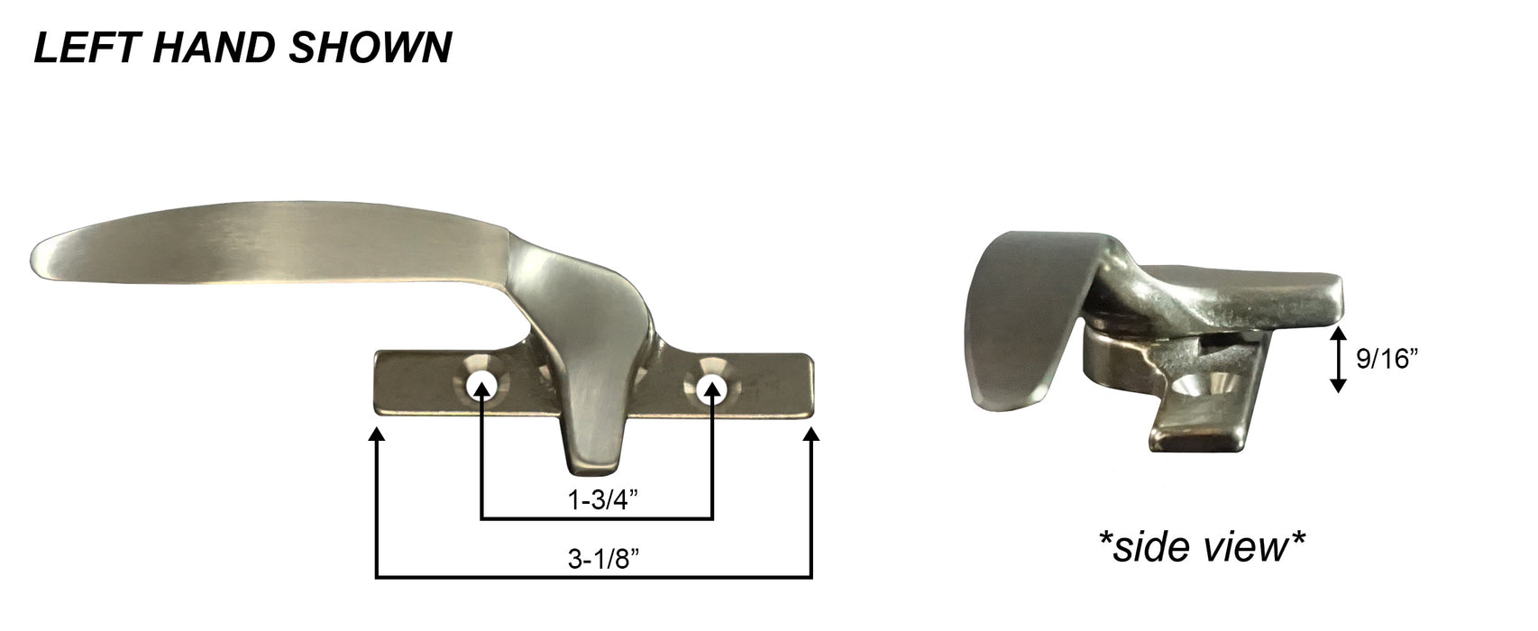 WRS 3-1/8" Left or Right Hand Cam Handle - White Bronze