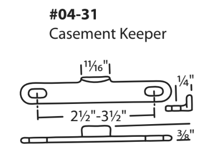 04-31 Diagram WRS 1/4" White Bronze Casement Keeper