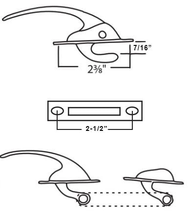 WRS 7/16" 2 Point Casement Locking Handle - White Bronze