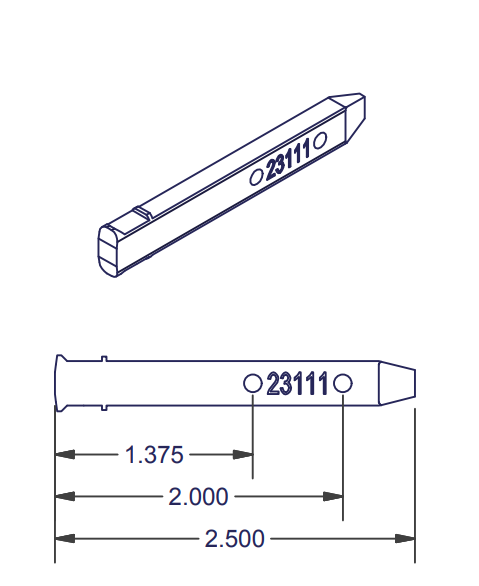 05-139 diagram of WRS Die Cast Pivot Bar with Mini T-Shaped Head - Two Hole