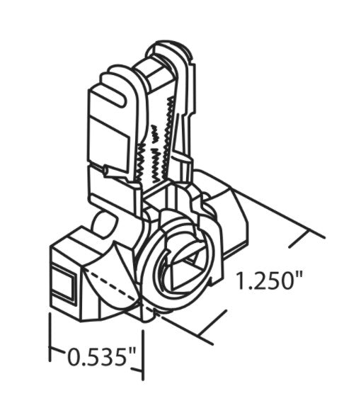 WRS 1-1/4" Series 747 Inverted Drop-in T-Lock Shoe - White Puck, Open Cam