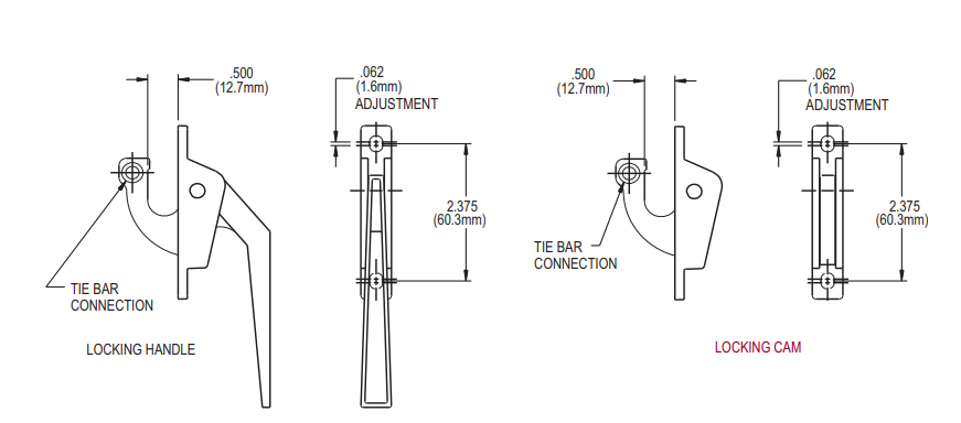 06-07-01 Truth Hardware Die Cast Lower Casement Locking Cam Diagram