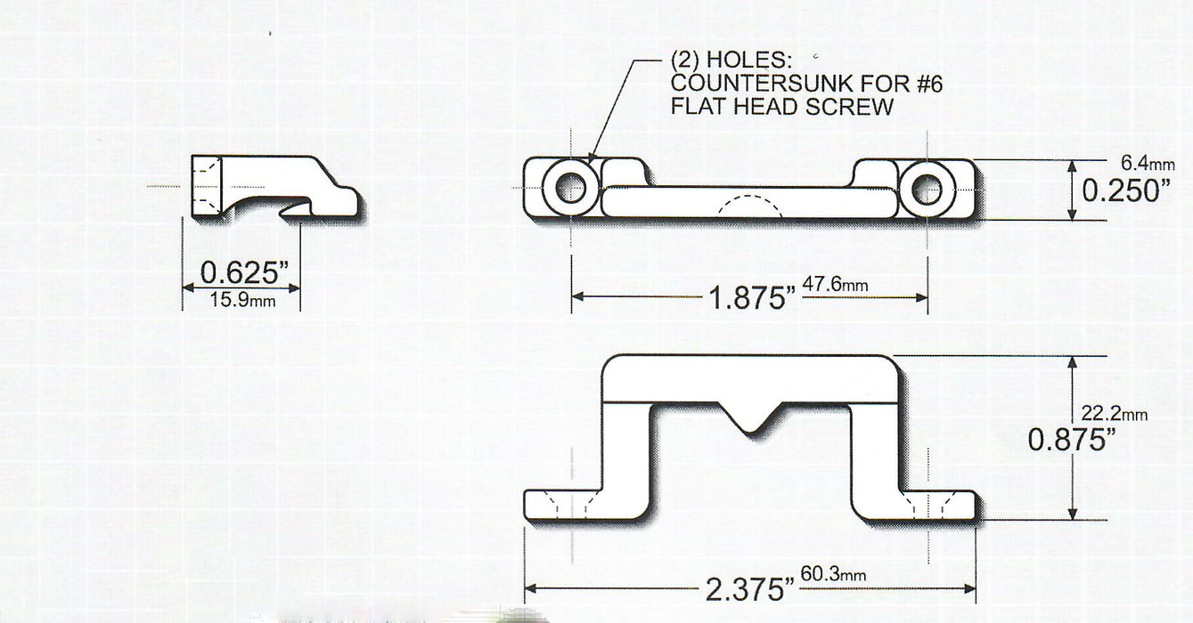 079-11 WRS 1-7/8" White Bronze Window Sash Keeper Diagram
