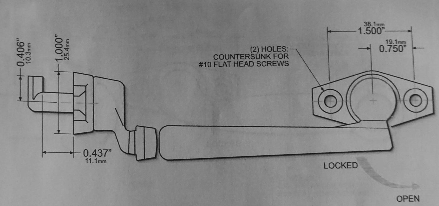 WRS 1-1/2" Left Hand Project-In Handle - Satin Finish