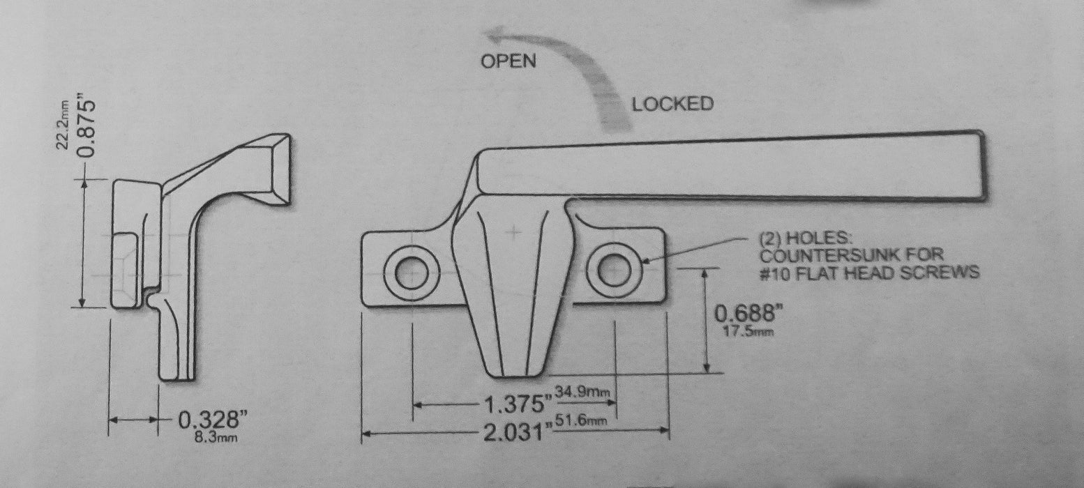 WRS Left or Right Hand Project-Out Cam Handle - White Bronze