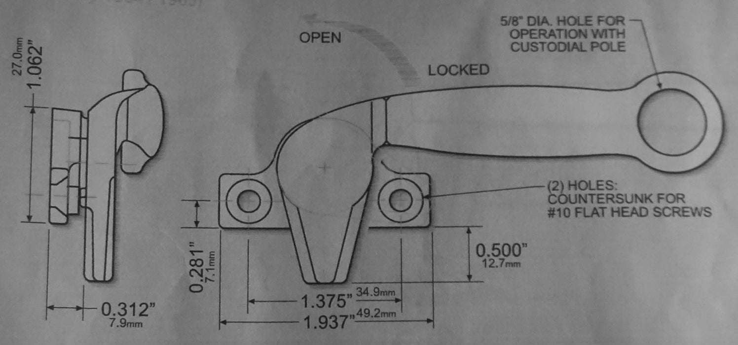 WRS Project-Out Handle with Pole Hole - White Bronze - Left and Right Hand Sold Separately