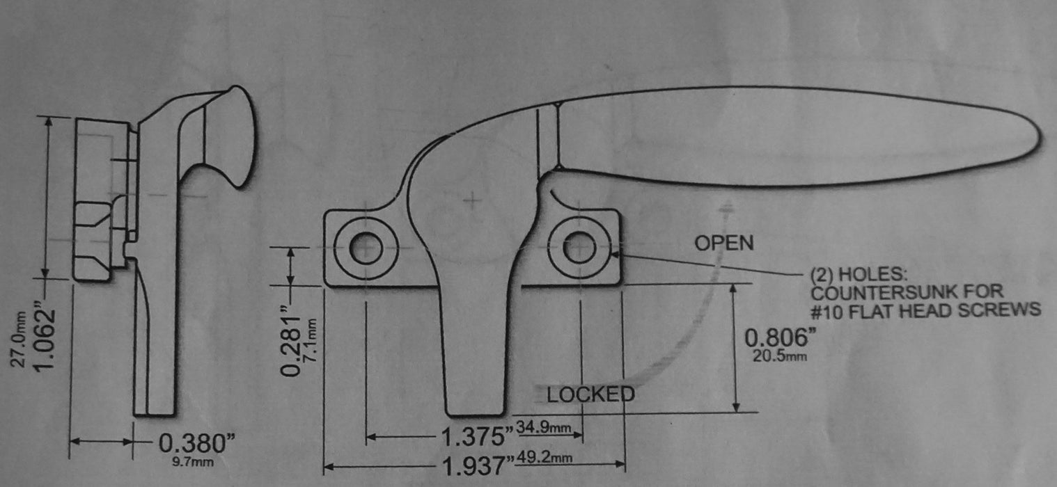 WRS 1.937" Right Hand Project Out Handle - White Bronze