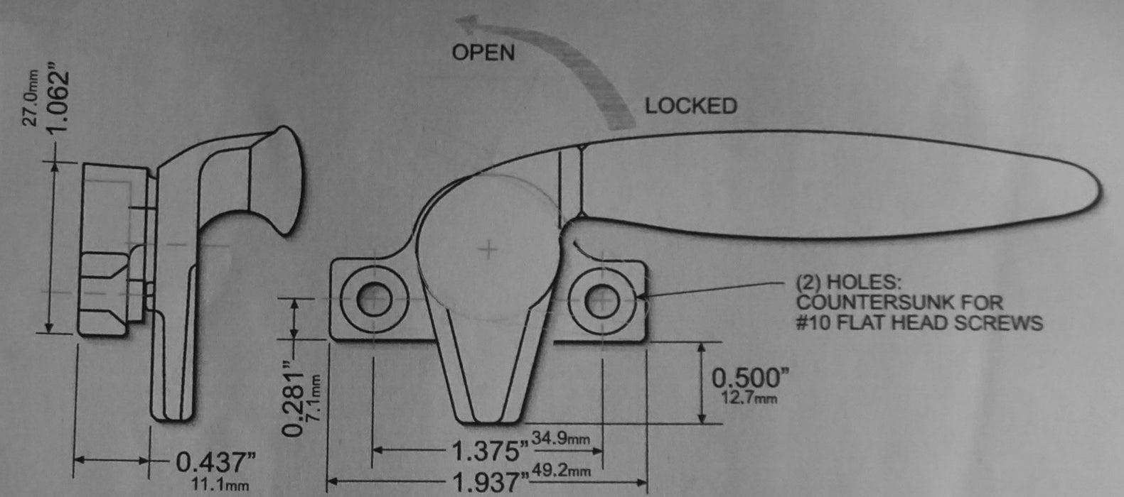 WRS 1.375" White Bronze Project Out Handle - Left and Right Hands Sold Separately