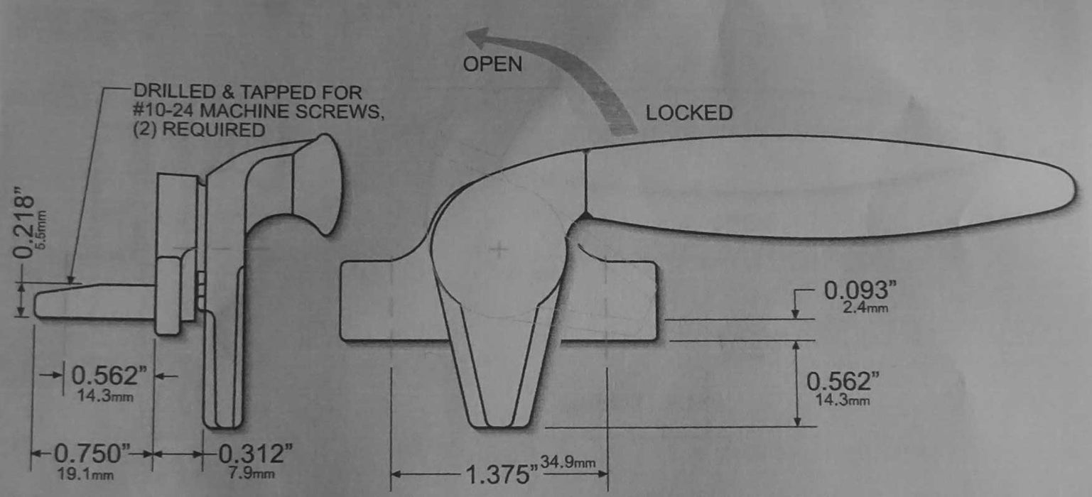 WRS Angle Base Project-Out Cam Handle - White Bronze