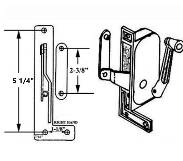 WRS 2-1/4" Right Hand Awning Operator & Handle Set - Bronze