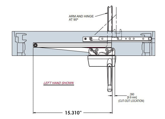 WRS Truth Hardware Left Hand Traditional Operator, 13-1/2" Single Arm - Beige