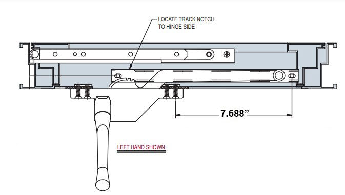 WRS Truth Hardware Right Hand, Rear Mount 9-1/2" Operator - Nickel Bronze