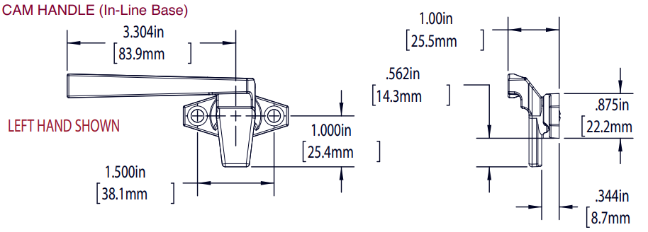 Truth Hardware Trimline In Line Base Cam Handle