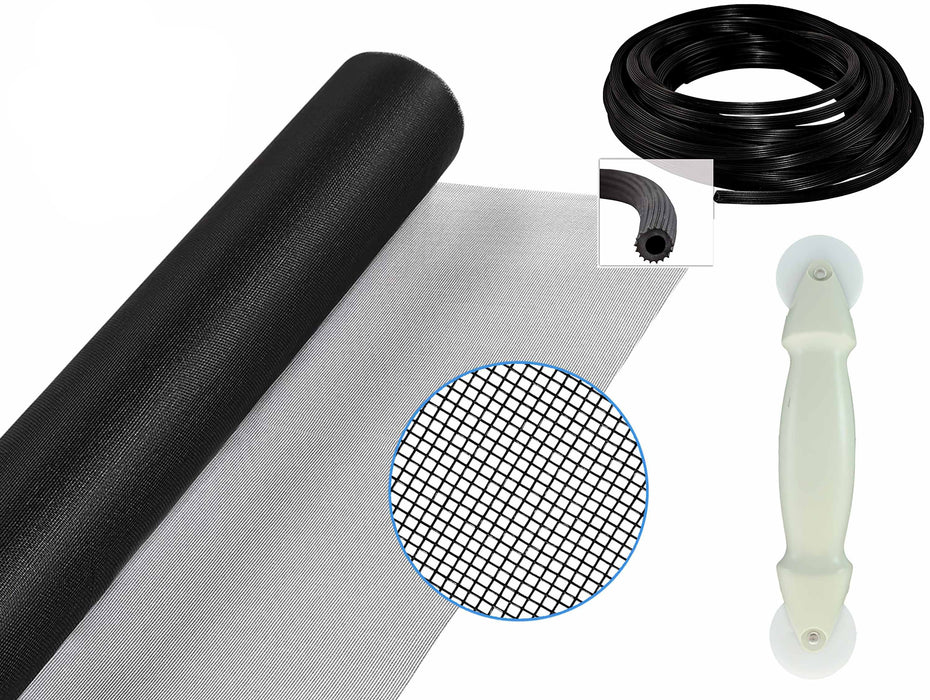 All-in-One Screen Repair Kit - 48" x 84" Charcoal Black Fiberglass Replacement Screen Kit