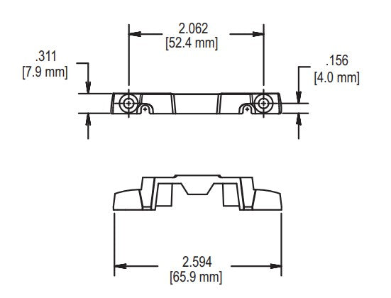 014-11-1-02 WRS 2-1/16" Entrygard Notched Narrow Base Keeper- Black Diagram