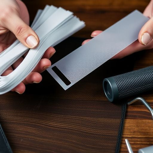 Hands holding window screen repair parts