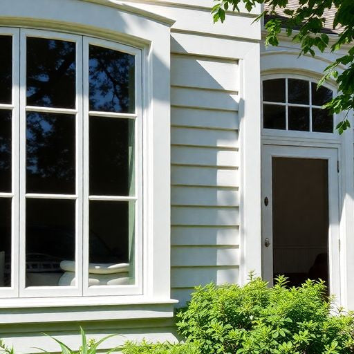Stylish home with modern Harvey Windows and greenery.