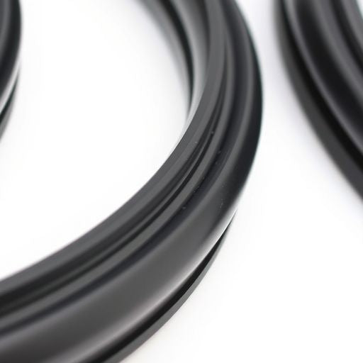 Black rubber bulb seal weatherstripping close-up