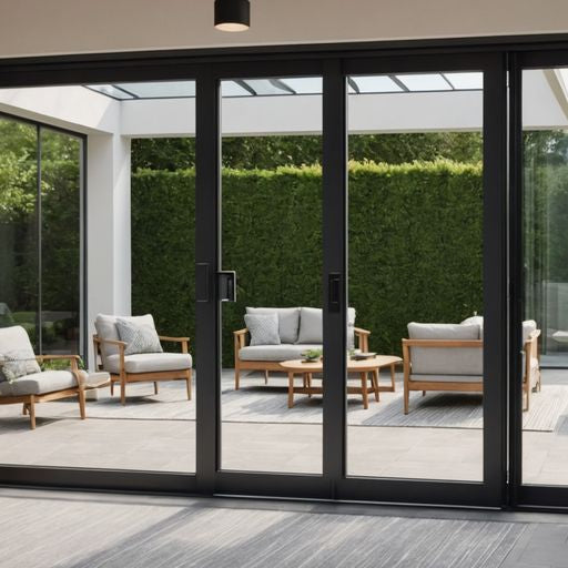 Modern patio door with secure lock and outdoor space