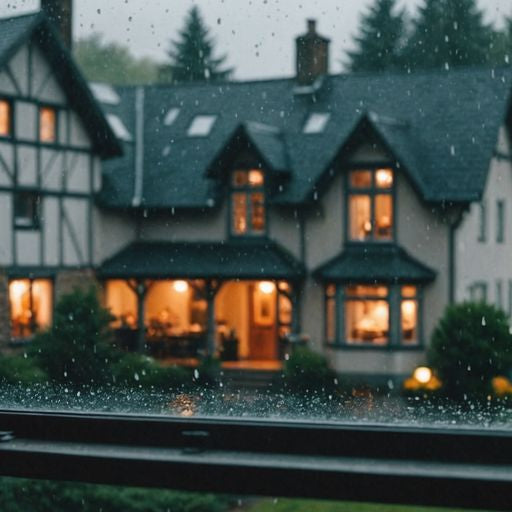 Home with weather seal windows in rainy weather.