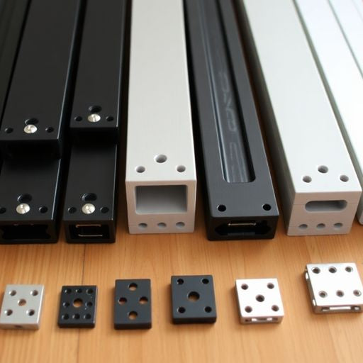 Different center mount drawer slides on a wooden background.