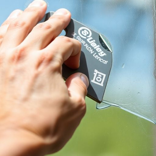 Hand scraping window glazing off a glass surface.