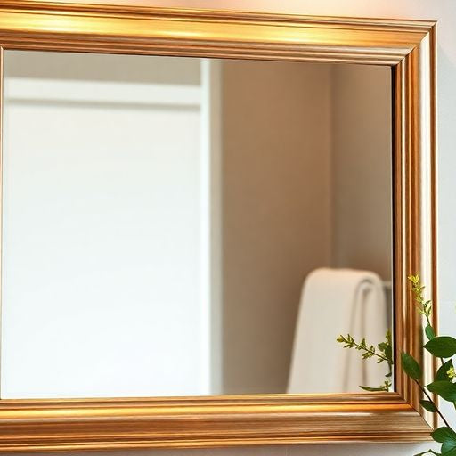 Stylish bathroom mirror framed with decorative clips.