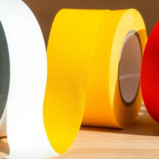 Rolls of butyl tape on a wooden surface.