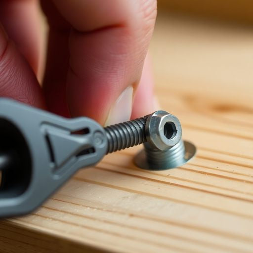 A hand using a tool to remove a screw.