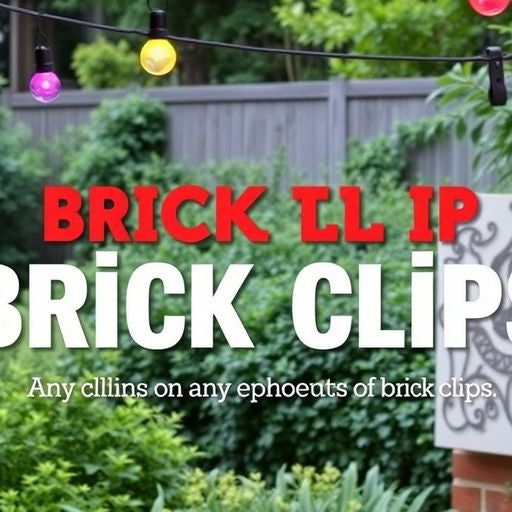 Outdoor decor with brick clips, hanging planters, and lights.