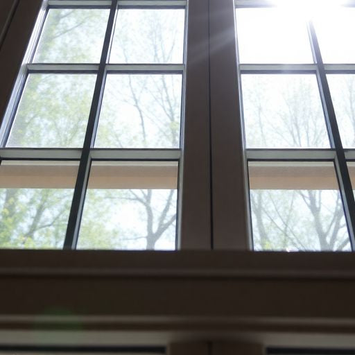 Close-up of a double-hung window with upper and lower sashes.