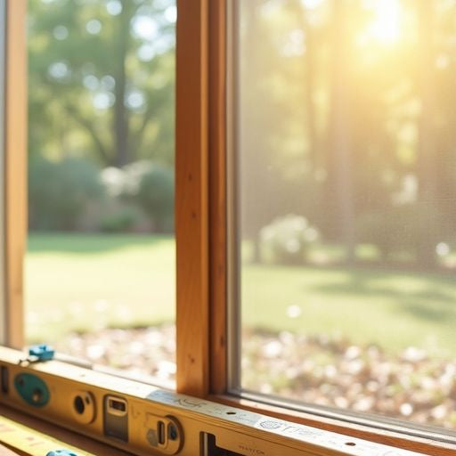 Close-up of a sliding screen door installation.