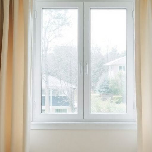 Cozy room with soundproof window and thick curtains.