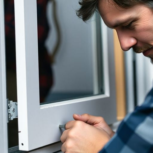 Person repairing an awning window with tools.