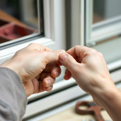 Person removing side crank from Andersen window.