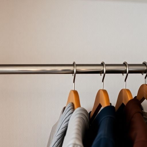 Closet rod in drywall without wall studs, holding clothes.