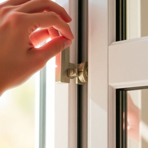 Person adjusting a Pella casement window handle.